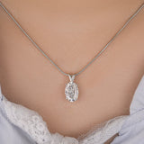 Moissanite 4.0Ct Oval Cut White Gold Pendant Necklace