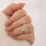 Moissanite 4.0Ct Cushion Cut Solitaire Yellow Gold 3PC Wedding Ring Set