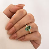 Moissanite 4.0Ct Oval Cut Turquoise Hidden Halo Engagement Ring in Sterling Silver