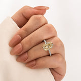 Moissanite 4.0Ct Oval Cut Champagne Hidden Halo Two-Tone Engagement Ring