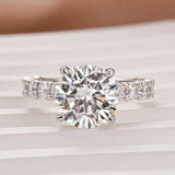 Solisfine Moissanite 4.0 Ct Round White Gold Engagement Ring with Asscher Cut Wedding Band