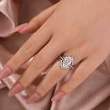 Moissanite 4.0Ct Oval Cut White Gold Wedding Ring Set