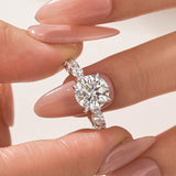 Solisfine Moissanite 3.0Ct Round White Gold Engagement Ring