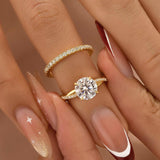 Moissanite 1.2Ct/2.0 Ct Twist Round Cut Yellow Gold Pave Promise Bridal Ring With Wedding Band