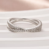 Solisfine Moissanite 2.0 Ct  X Criss Cross White Gold Wedding Band