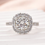 Moissanite 2.0 Ct Halo Round Cut White Gold Engagement Ring