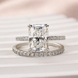Solisfine Moissanite 4.5 Ct Radiant Cut White Gold Wedding Ring For Women