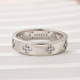 Solisfine Moissanite White Gold Clover Wide Wedding Band