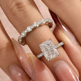 Solisfine Moissanite 3.5Ct Radiant Cut Engagement Ring With Round Cut Wedding Band Wedding Ring Set