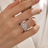 Solisfine Moissanite 4.0 Ct Round Cut Engagement Ring With Round Cut Wedding Band Wedding Ring Set