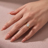 Solisfine Moissanite 2.0 Ct Solitaire Oval Cut Yellow Gold Promise Ring