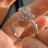 Solisfine Moissanite 2.0Ct  Round Cut Twist White Gold Promise Bridal Ring