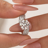 Moissanite 3.0 Ct Round Cut Twist White Gold Promise Ring
