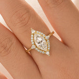 Vintage Moissanite 2.0Ct Marquise Cut Halo Engagement Ring Travel Ring For Her