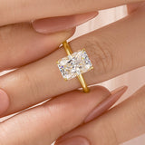 Moissanite 3.5Ct Radiant Cut Solitaire Yellow Gold Engagement Ring in Sterling Silver