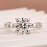 Solisfine Moissanite 3.0 Ct Cushion Cut White Gold Engagement Ring