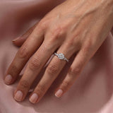 Solisfine Moissanite 1.0Ct/1.2Ct/2.0 Ct Round Cut Twist White Gold Pave Promise Bridal Ring