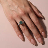 S925 Green Moissanite 3.0Ct Round Cut 18K White Gold Engagement Ring/Wedding Sets