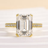 Solisfine Moissanite 4.5 Ct Emerald Cut Yellow Gold Engagement Ring