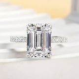Solisfine Moissanite 4.5 Ct Emerald Cut Engagement Ring For Women