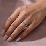 Solisfine Moissanite 0.5 Ct Round Cut Half Halo White Gold Anniversary Ring