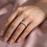 Solisfine Moissanite 0.7Ct Round Cut White Gold Women's Wedding Band